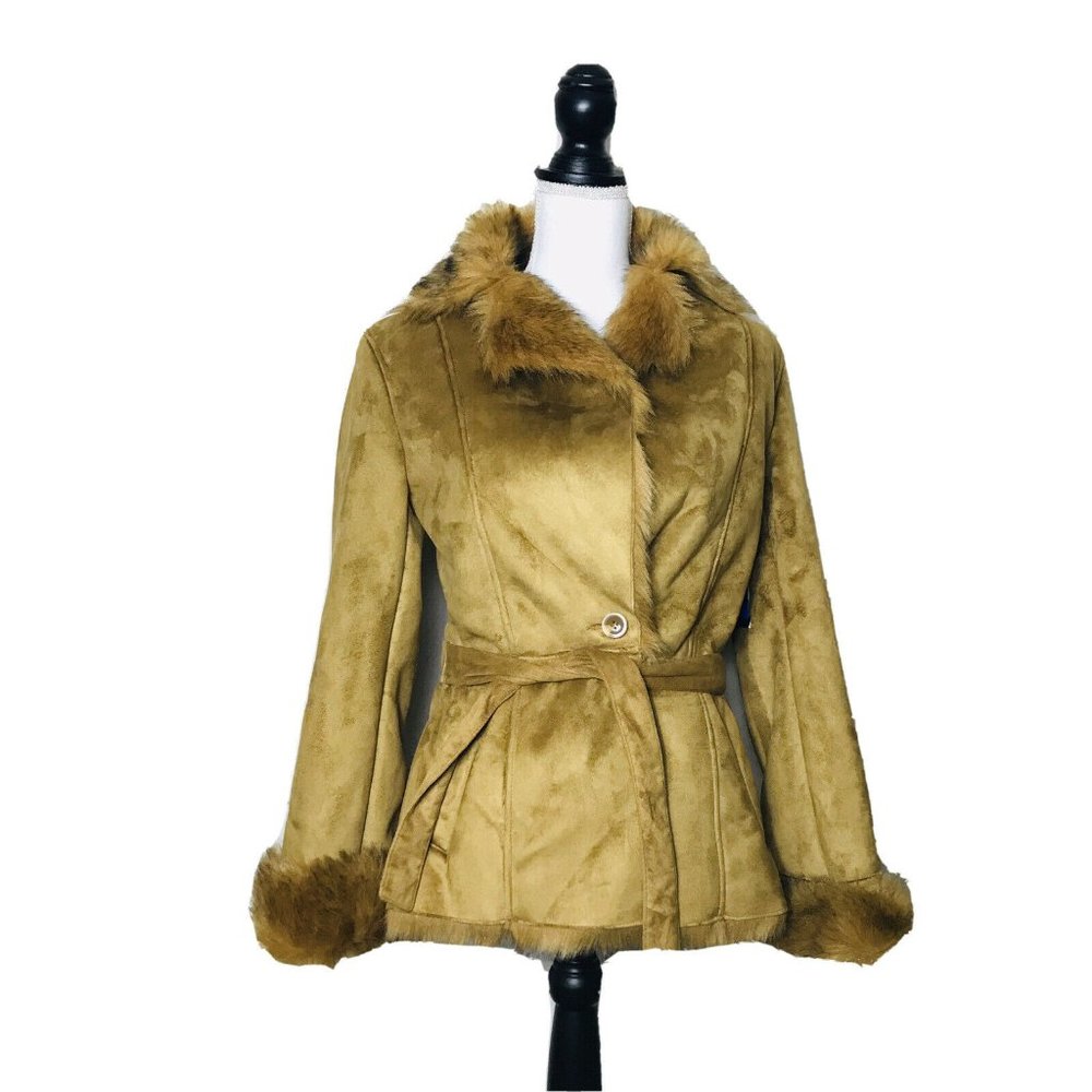 Vintage Route 66 Shearling Faux Fur Lined Coat